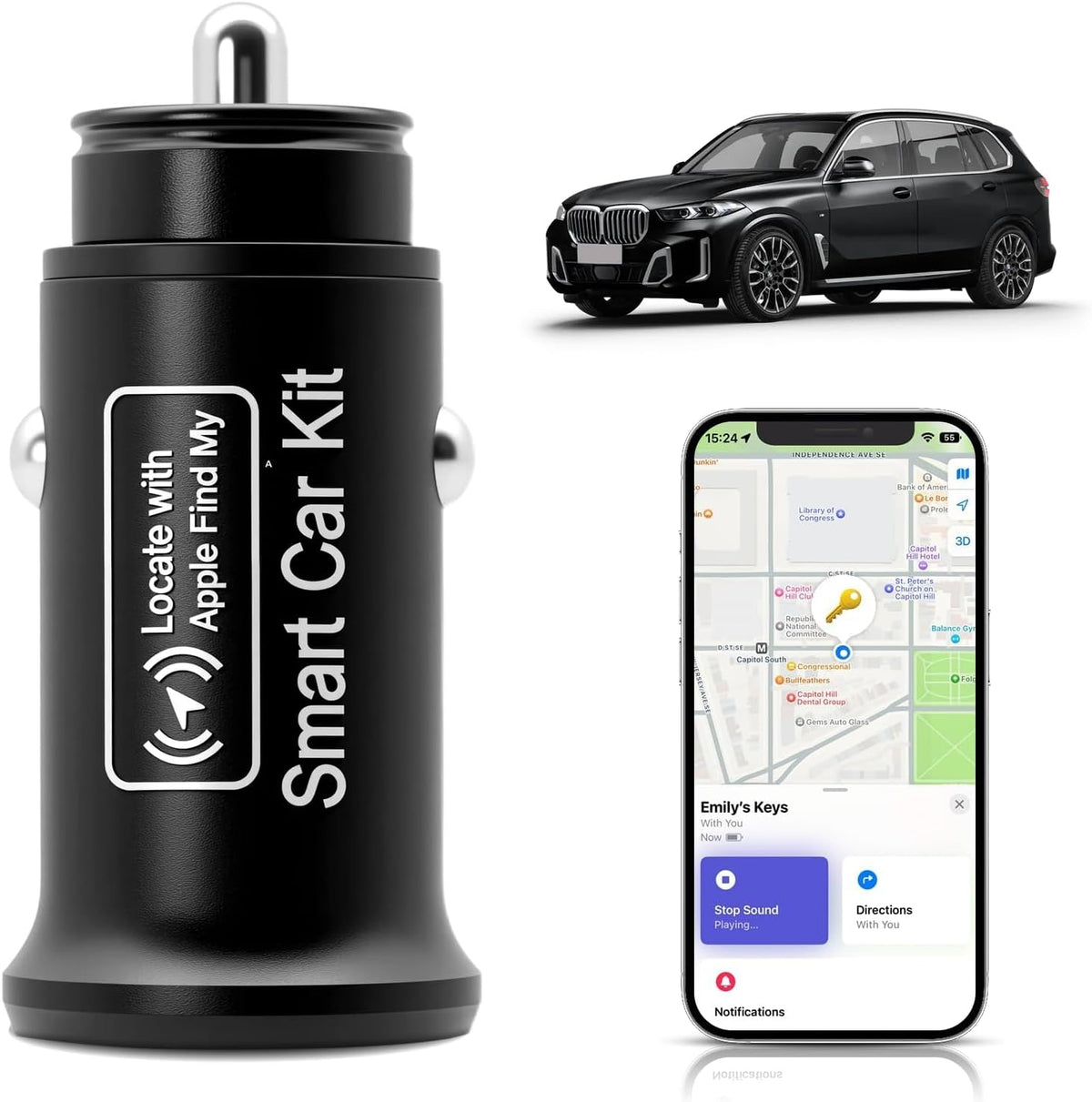 🚗 شاحن سيارة ذكي 2×1 مع تتبع عبر Apple Find My