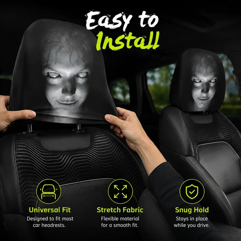 غطاء مخدة السيارة 3D بتصميم وجه مرعب طقم 2 قطعة
