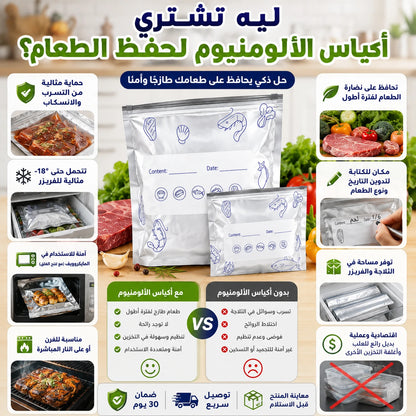 أكياس الألومنيوم لحفظ الطعام – 10 قطع