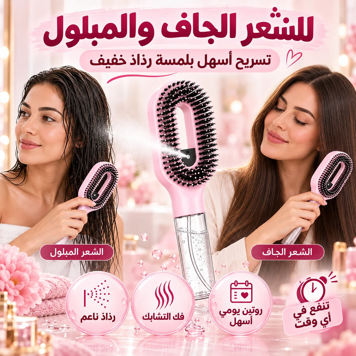 فرشة الشعر الذكية 2 في 1 ببخاخ