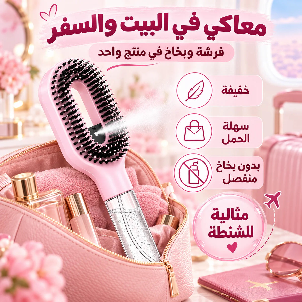فرشة الشعر الذكية 2 في 1 ببخاخ