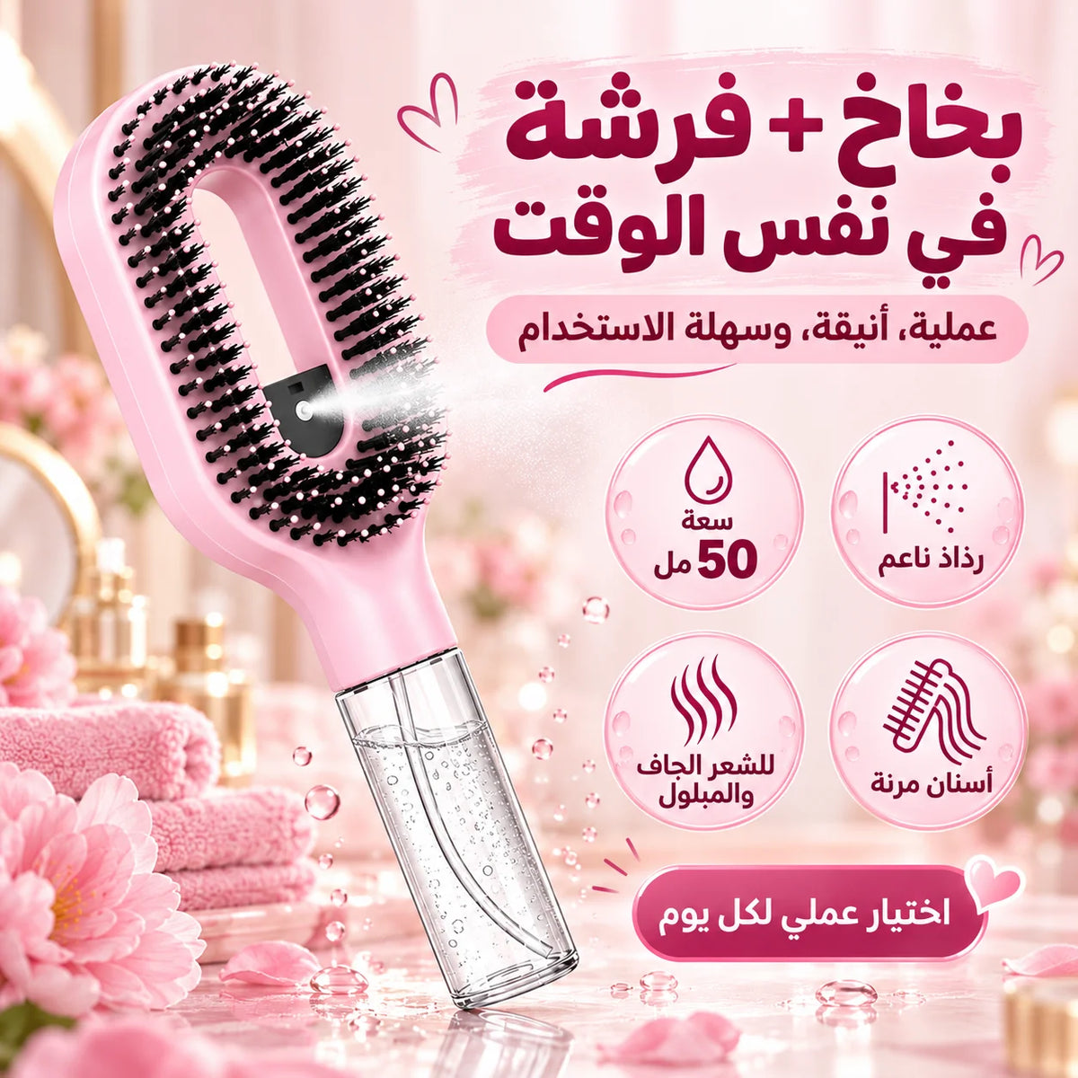 فرشة الشعر الذكية 2 في 1 ببخاخ