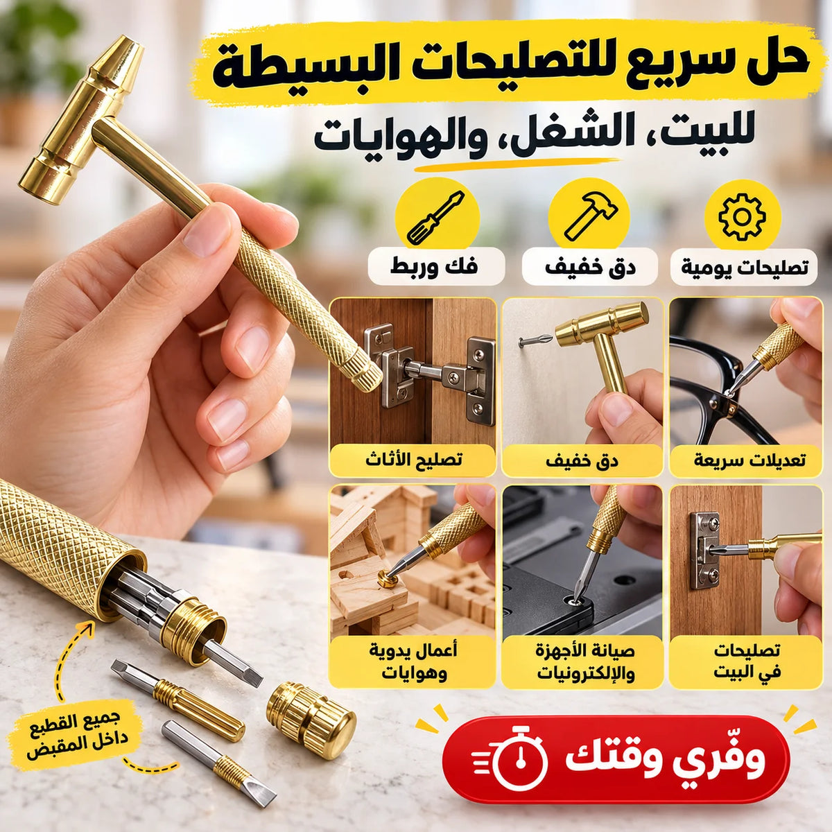أداة الصيانة الميني 6 في 1 – شاكوش + مفكات
