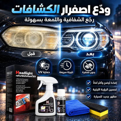طقم استعادة وتجديد كشافات السيارة بدون صنفرة + حماية UV
